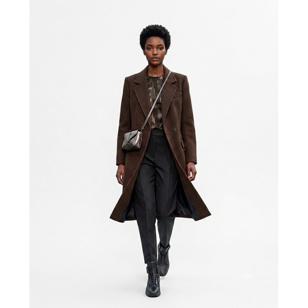DONNYBROOK Women's chocolate Brown Wool Blend Coat Button Front size 12